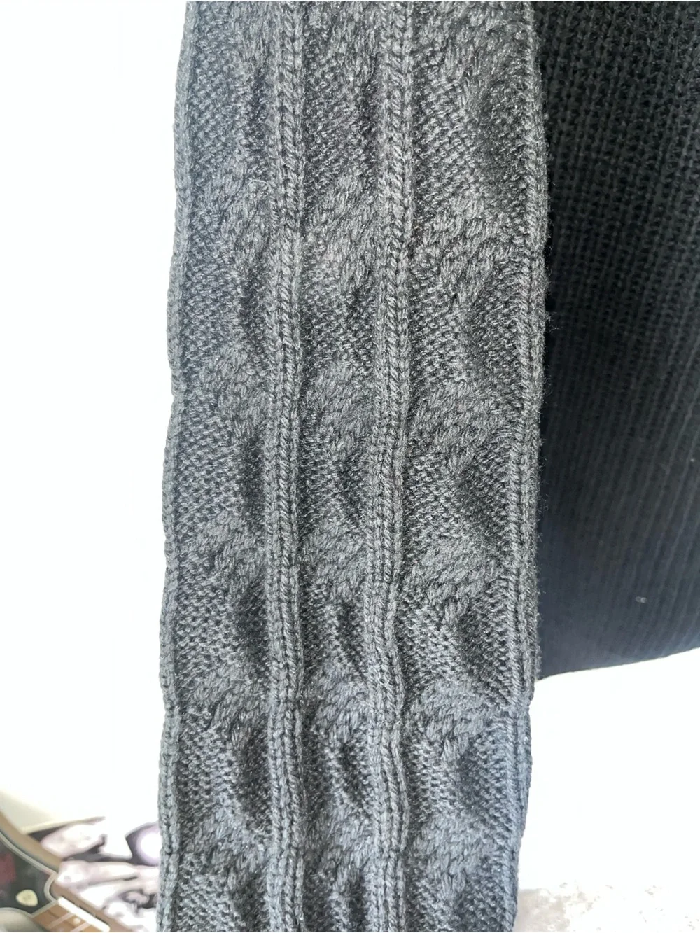 Black Cable/Honeycomb Knit Crewneck Sweater -Oversized